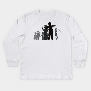 Danmachi Anime Season 4 Hestia Familia Member in Black Silhouette Kids Long Sleeve T-Shirt